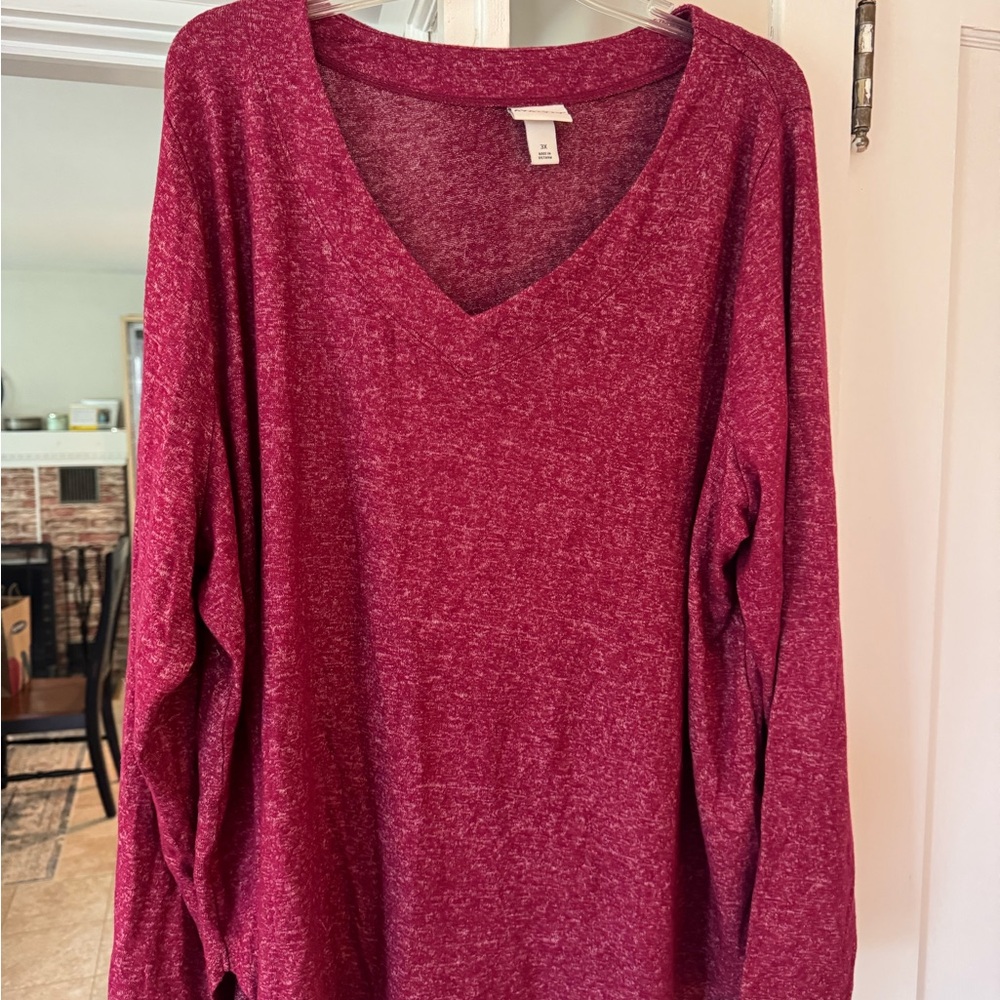 Ava & Viv Burgundy Long Sleeve Top